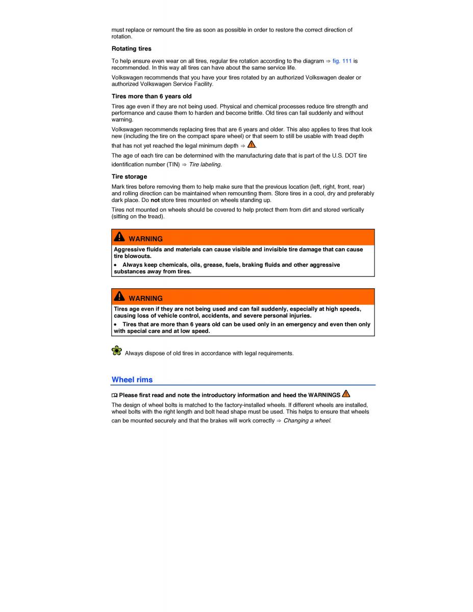VW Tiguan owners manual / page 167