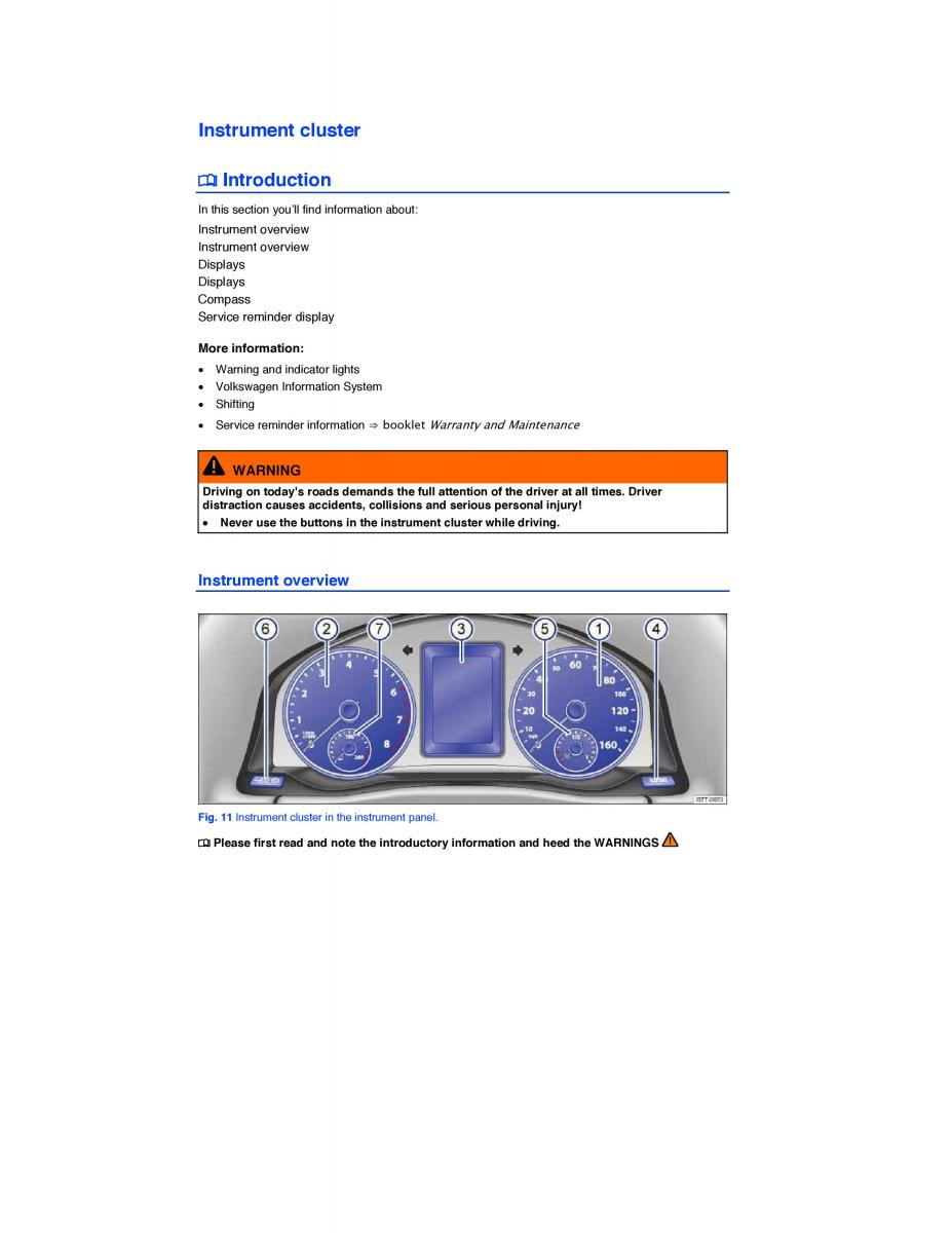 VW Tiguan owners manual / page 12