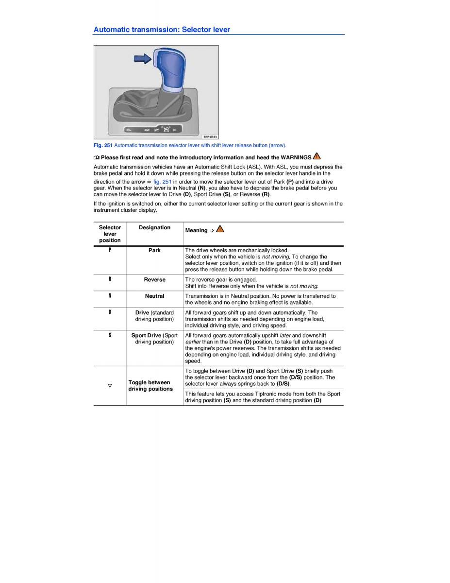 VW Touareg II 2 owners manual / page 379
