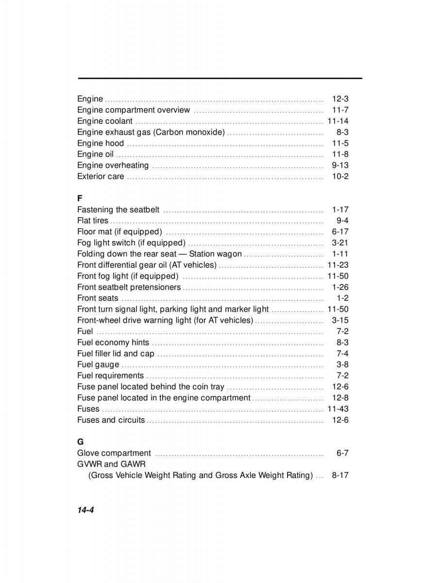 manual  Subaru Outback Legacy owners manual / page 13