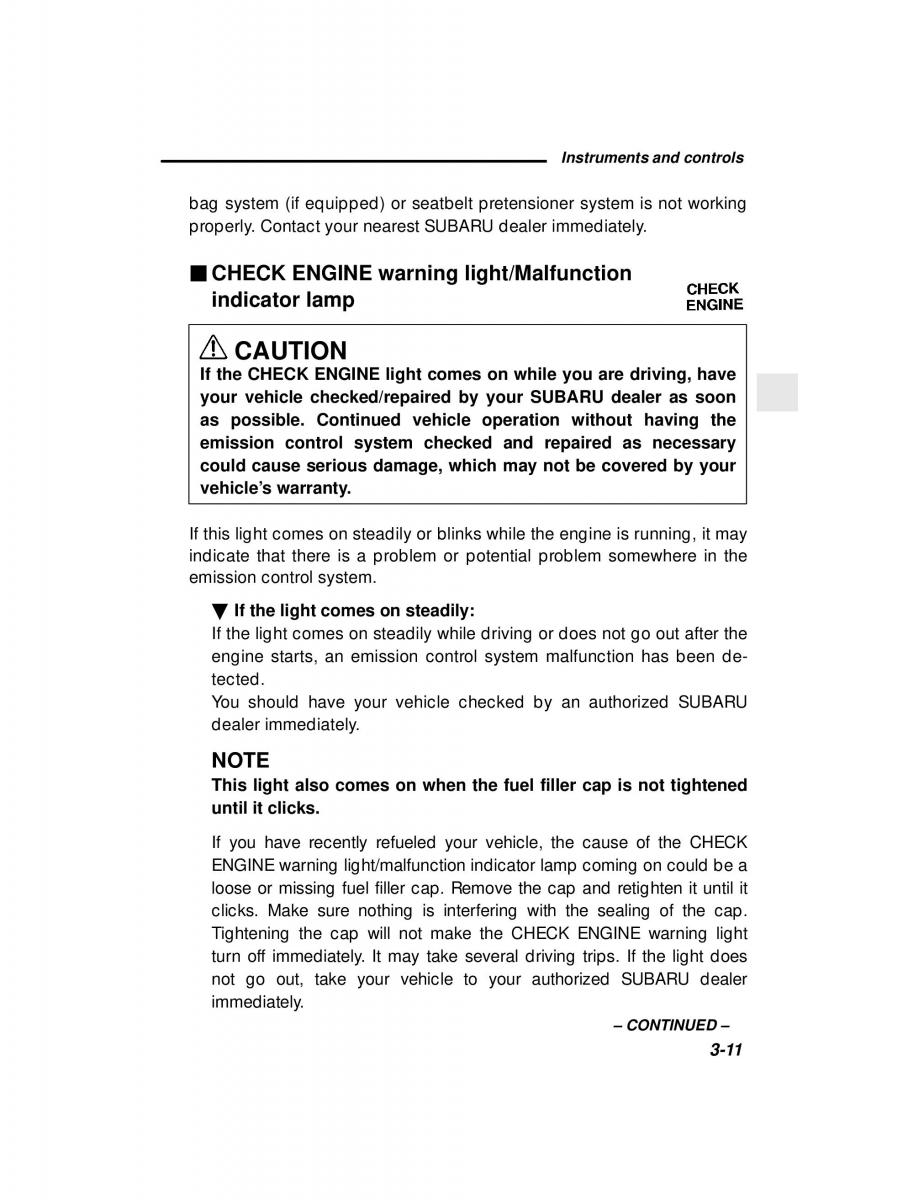 Subaru Outback Legacy owners manual / page 132