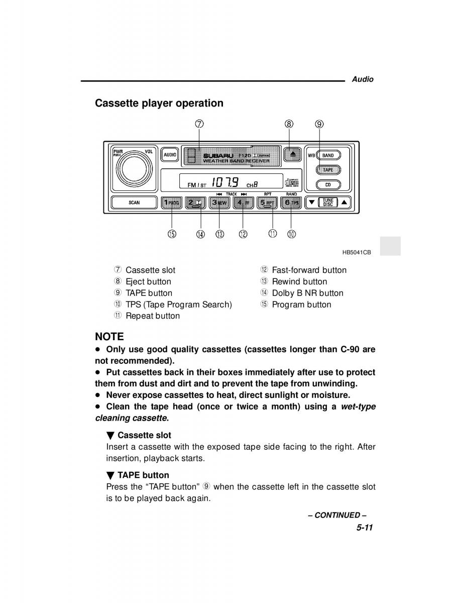 Subaru Outback Legacy owners manual / page 180