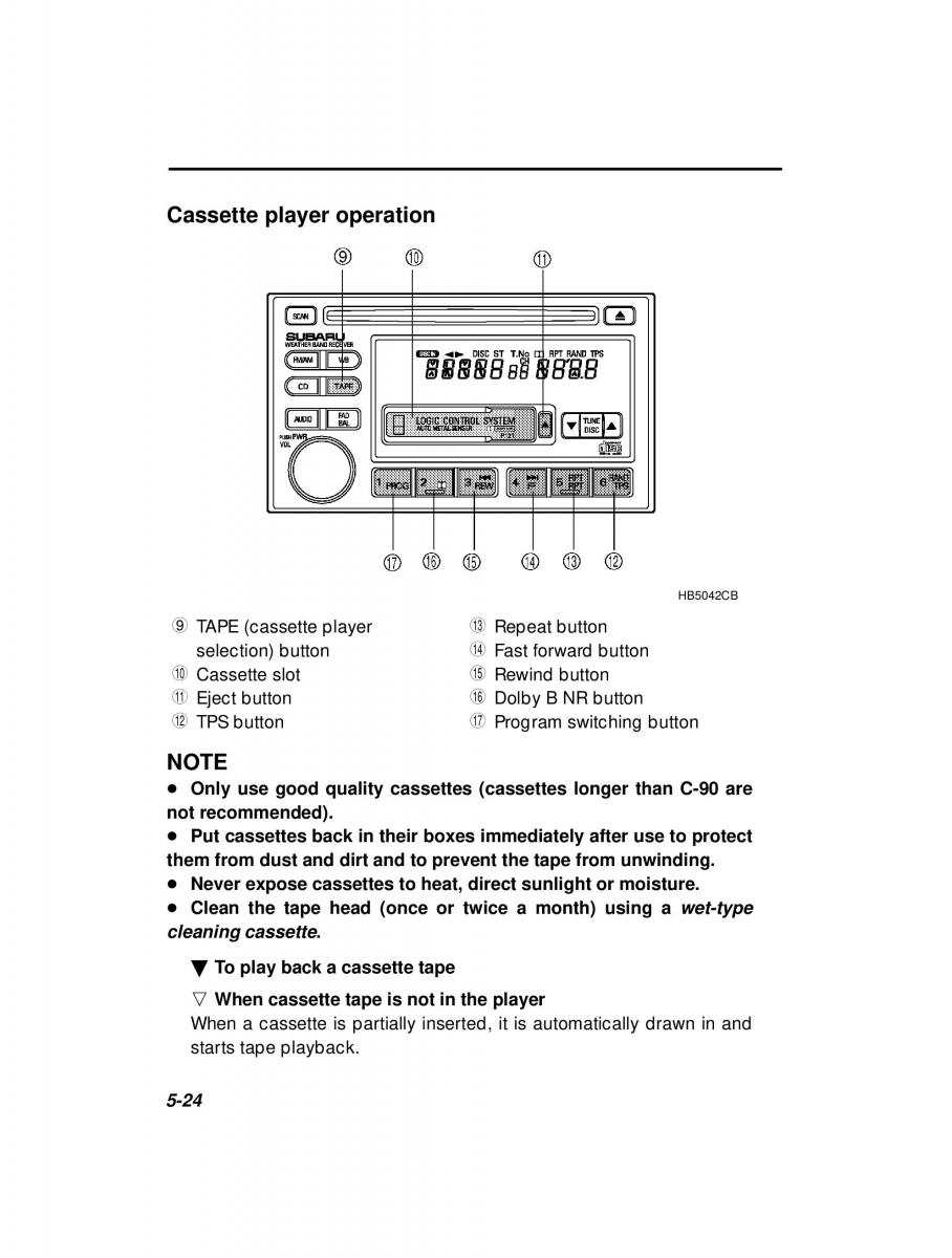 Subaru Outback Legacy owners manual / page 193