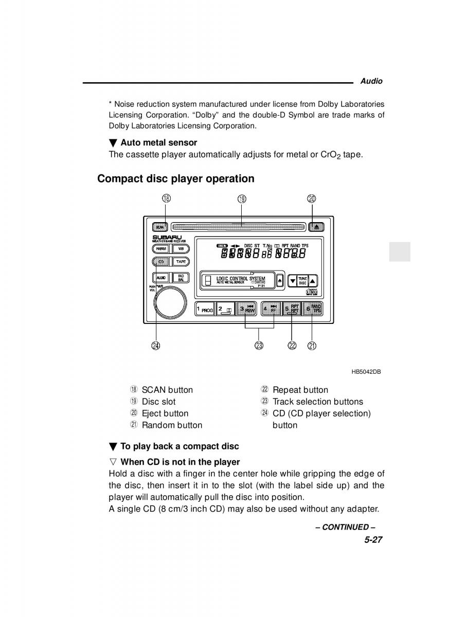 Subaru Outback Legacy owners manual / page 196