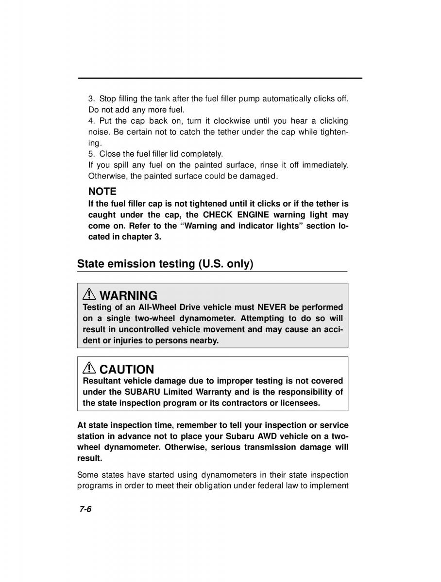 Subaru Outback Legacy owners manual / page 243