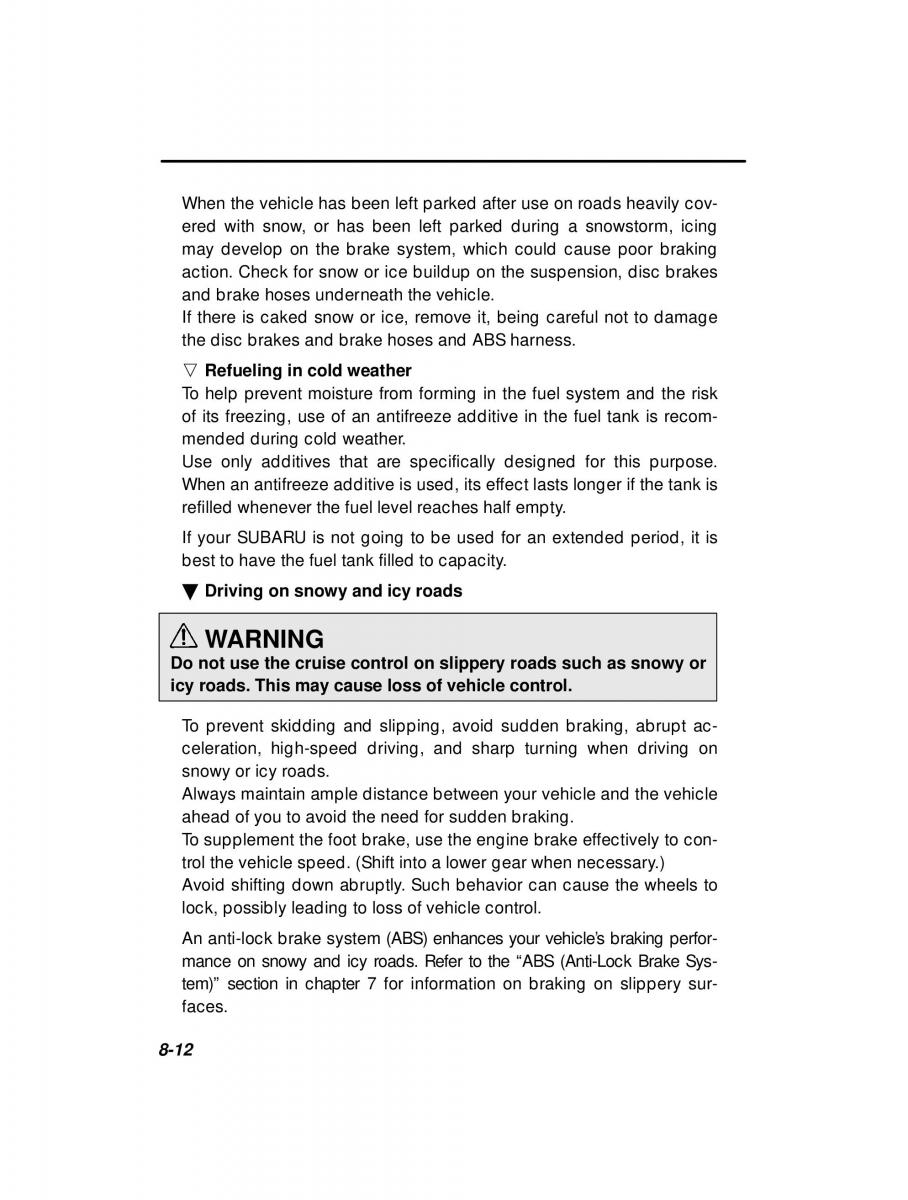 Subaru Outback Legacy owners manual / page 278
