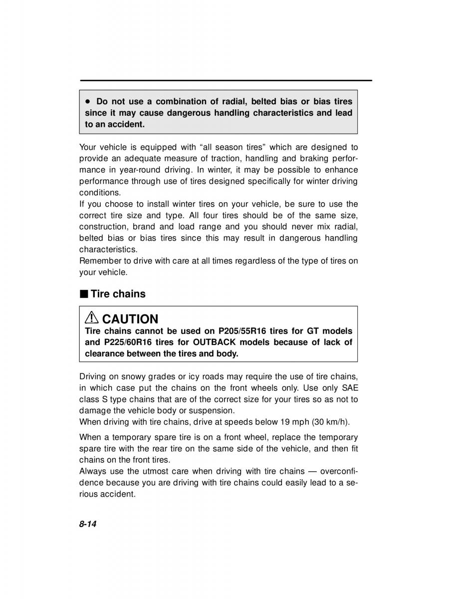 Subaru Outback Legacy owners manual / page 280