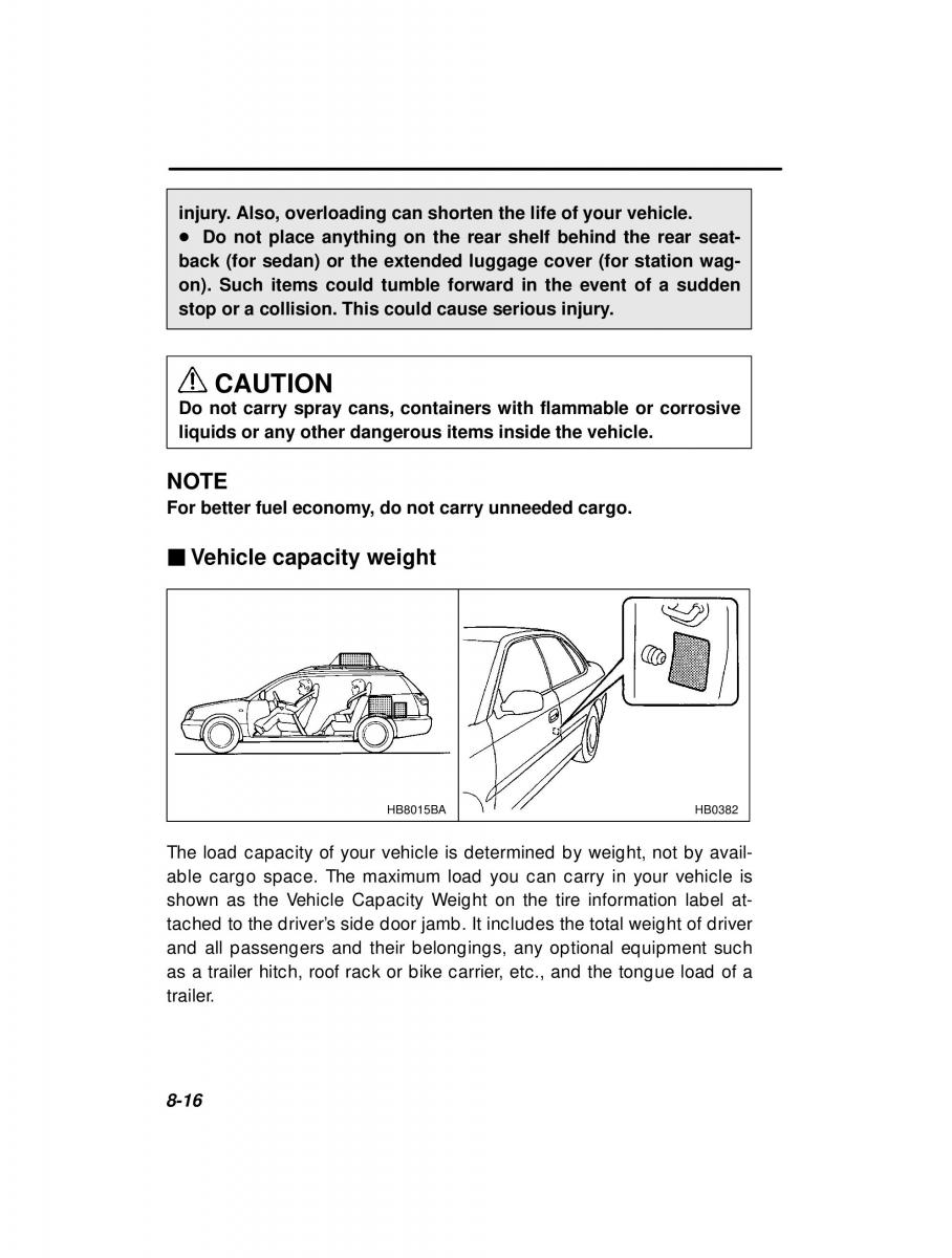 Subaru Outback Legacy owners manual / page 282