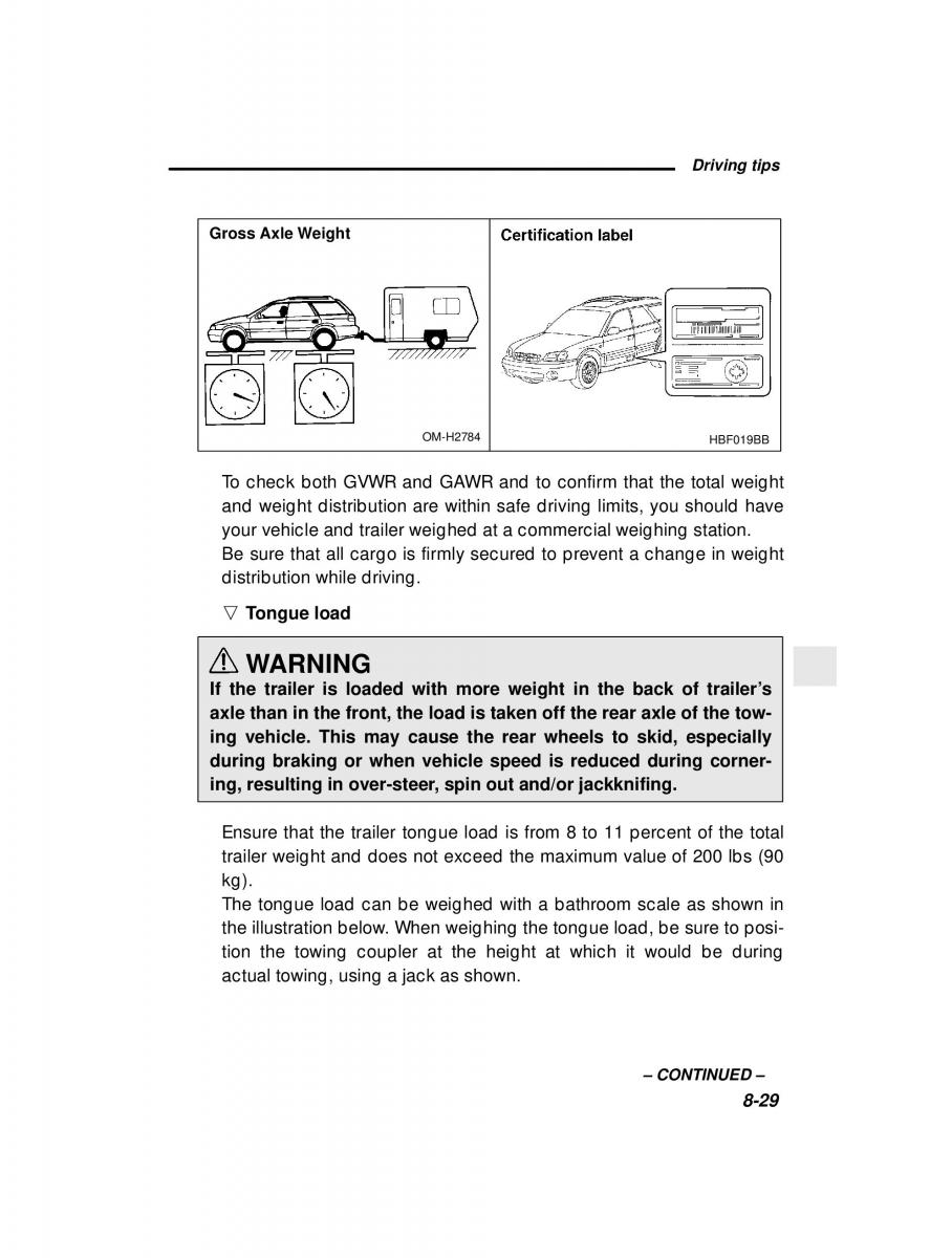 Subaru Outback Legacy owners manual / page 295