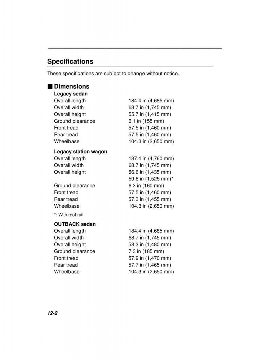 Subaru Outback Legacy owners manual / page 400