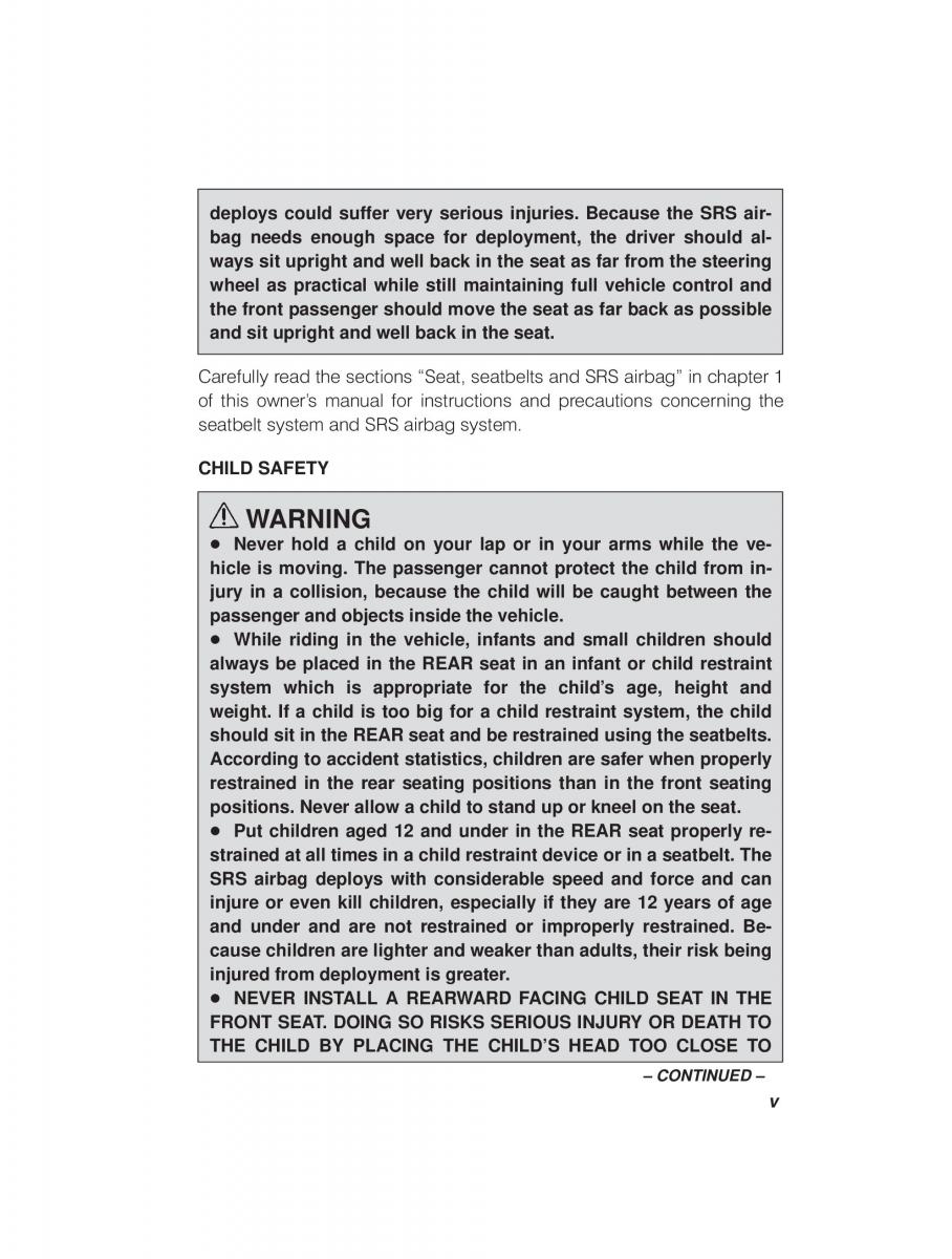 manual  Subaru Outback Legacy owners manual / page 5