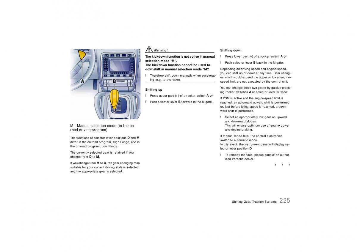 Porsche Cayenne S owners manual / page 225