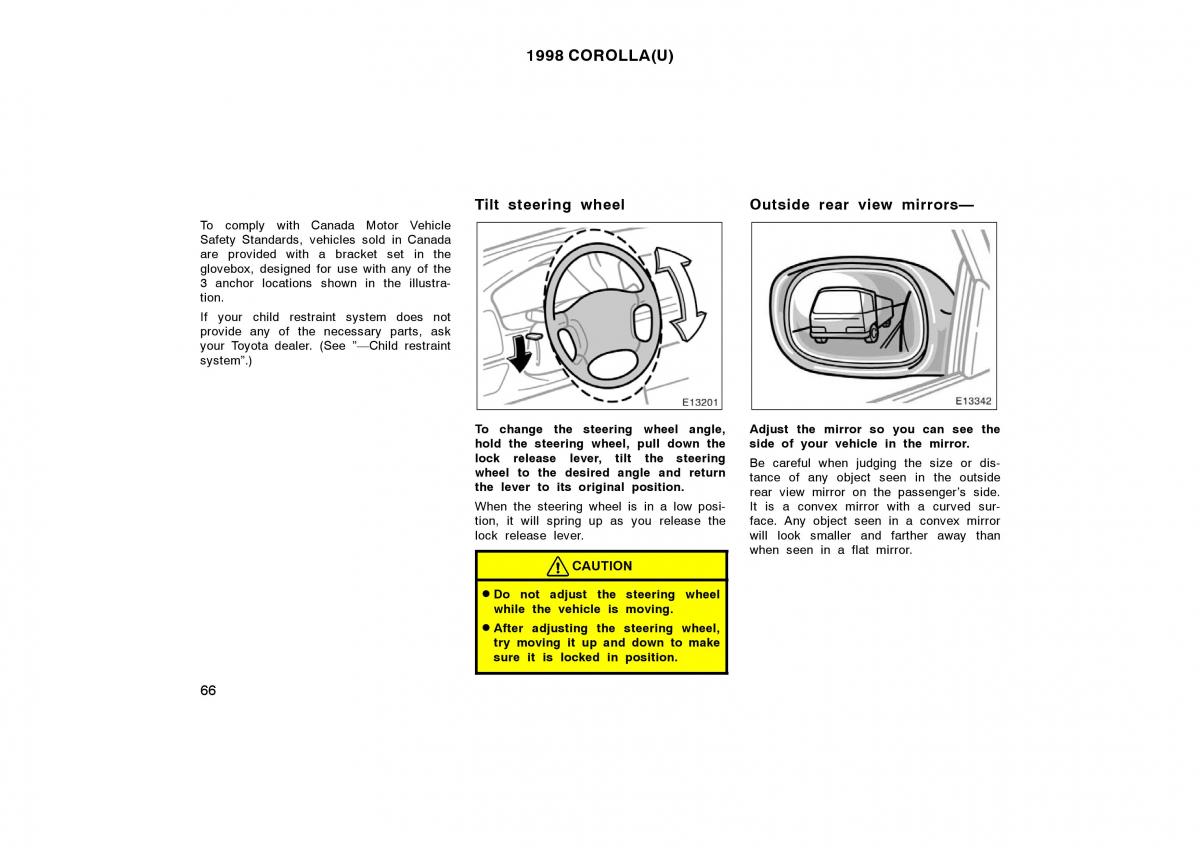 Toyota Corolla VIII 8 E110 owners manual / page 66