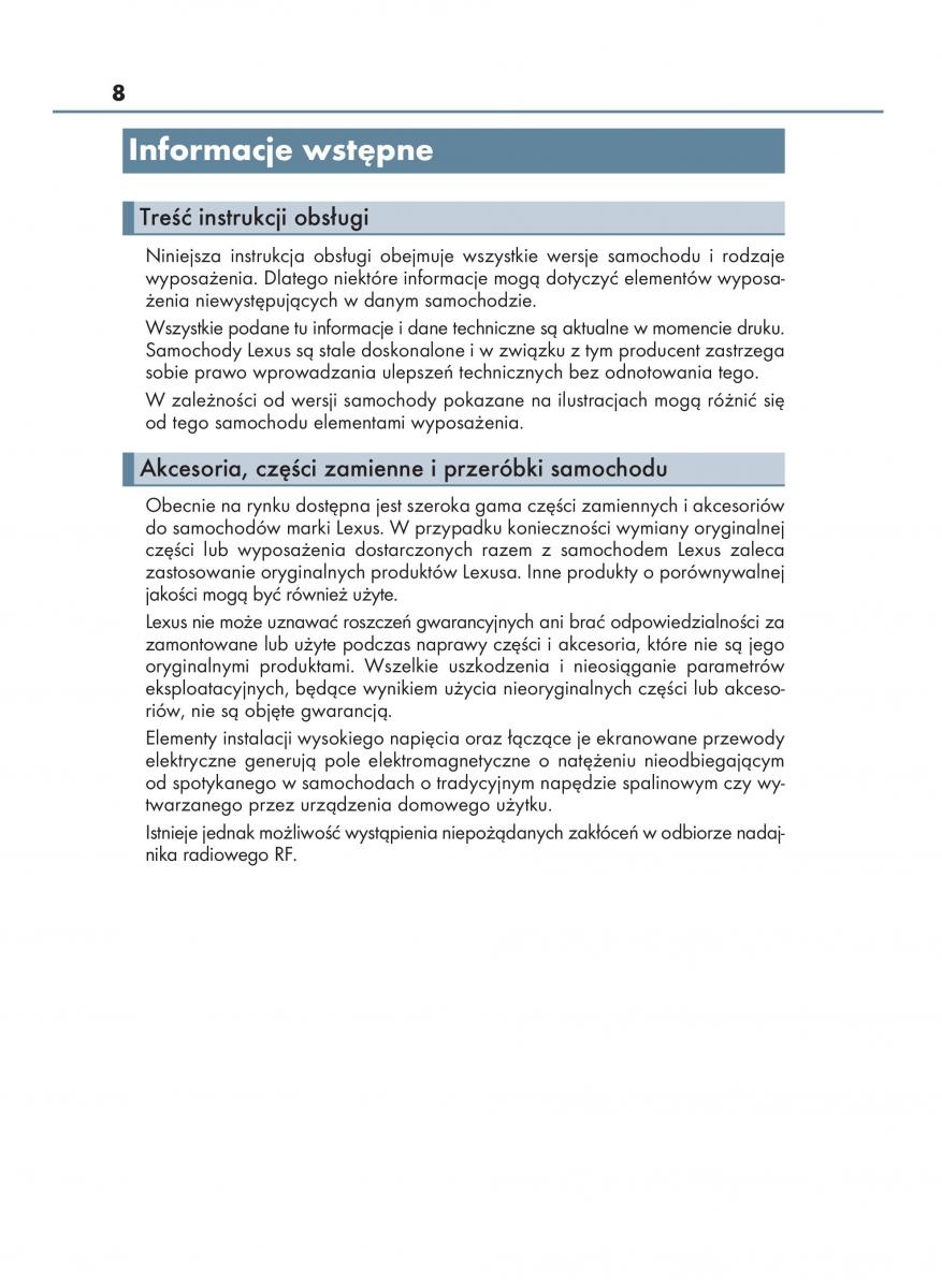 manual  Lexus RX 450h IV 4 instrukcja / page 8