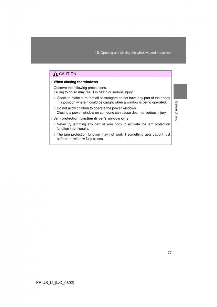 Toyota Prius II 2 NHW20 owners manual / page 71