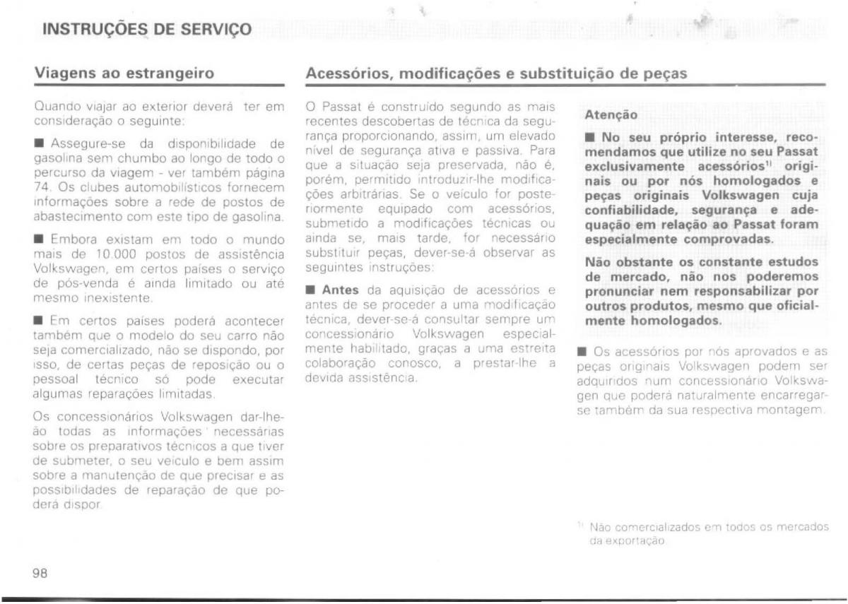 VW Passat B4 manual do usuario / page 100