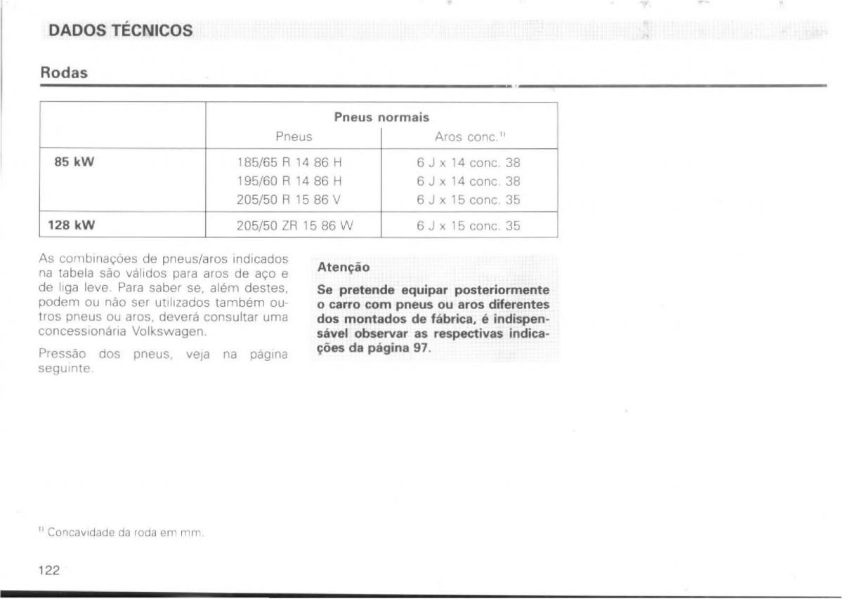 VW Passat B4 manual do usuario / page 124