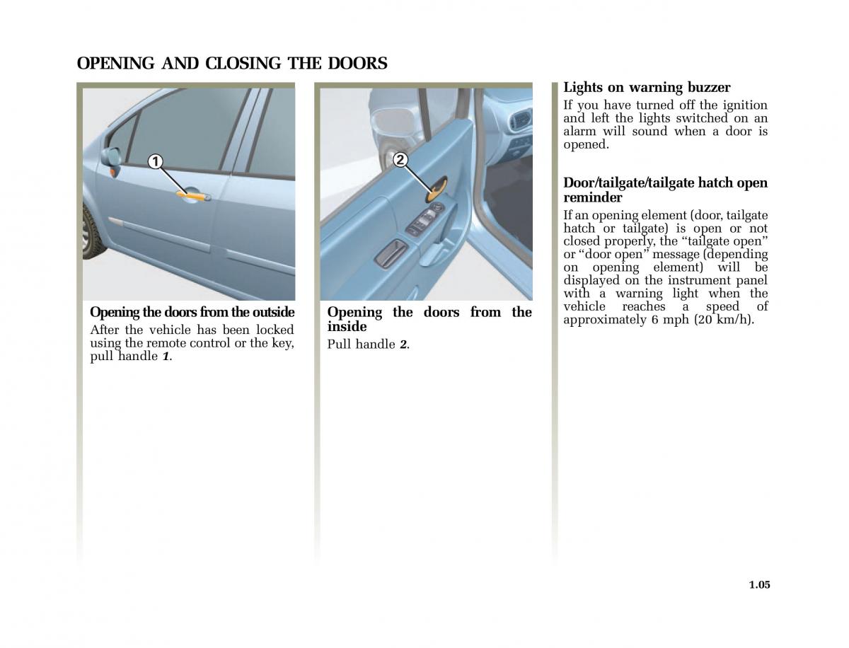 Renault Modus owners manual / page 12