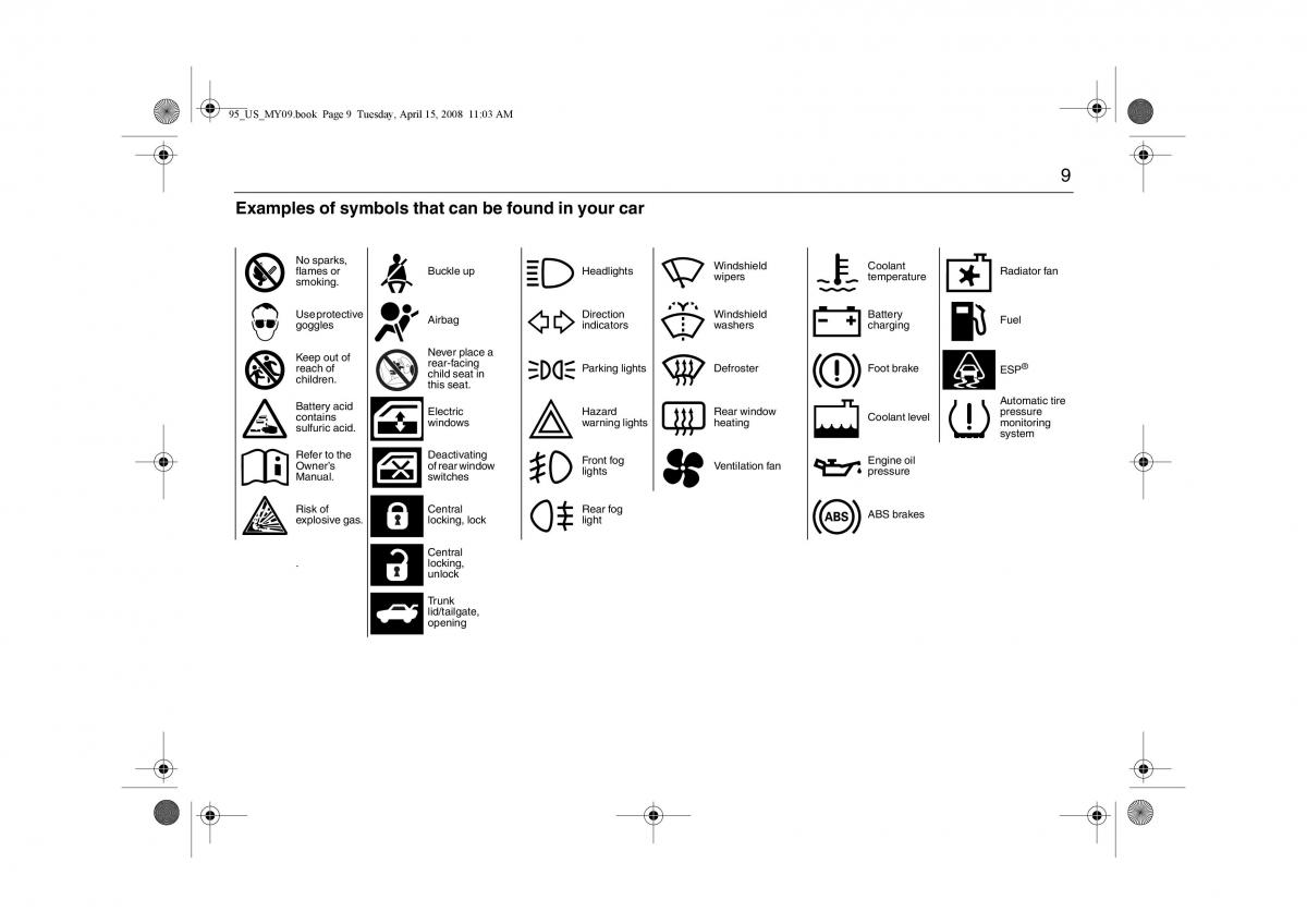 manual  Saab 9 5 FL I 1 owners manual / page 9