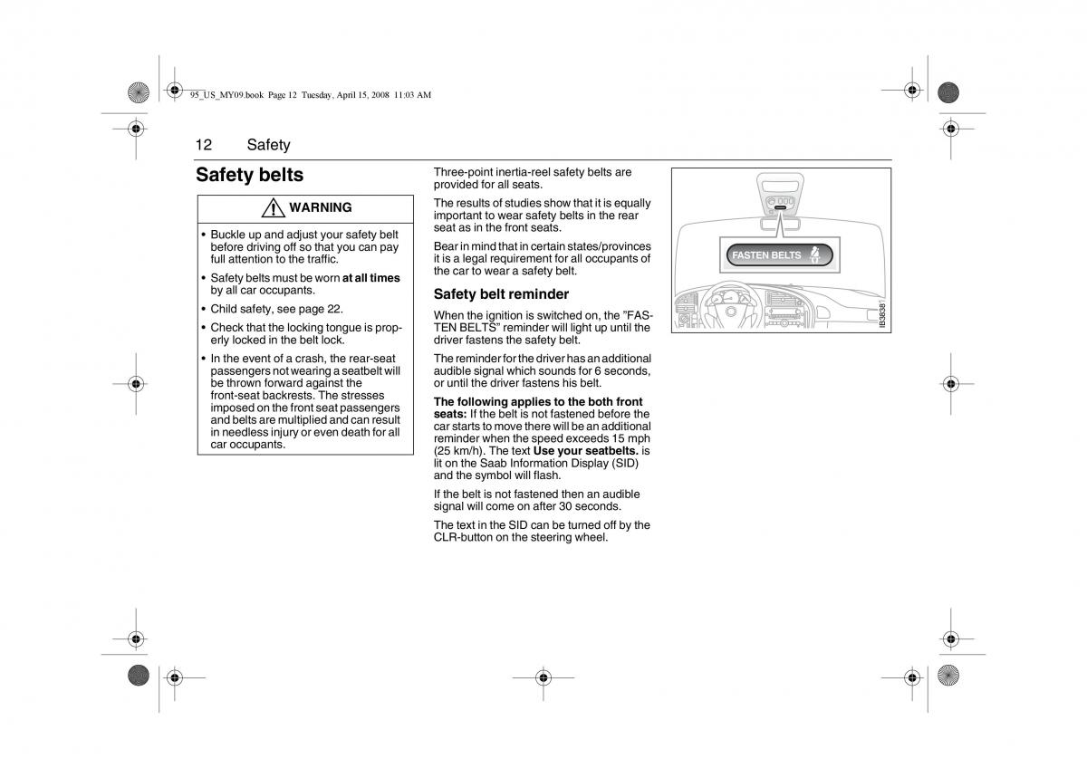 manual  Saab 9 5 FL I 1 owners manual / page 12