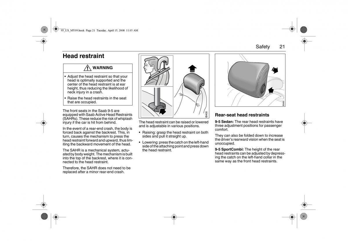 Saab 9 5 FL I 1 owners manual / page 21