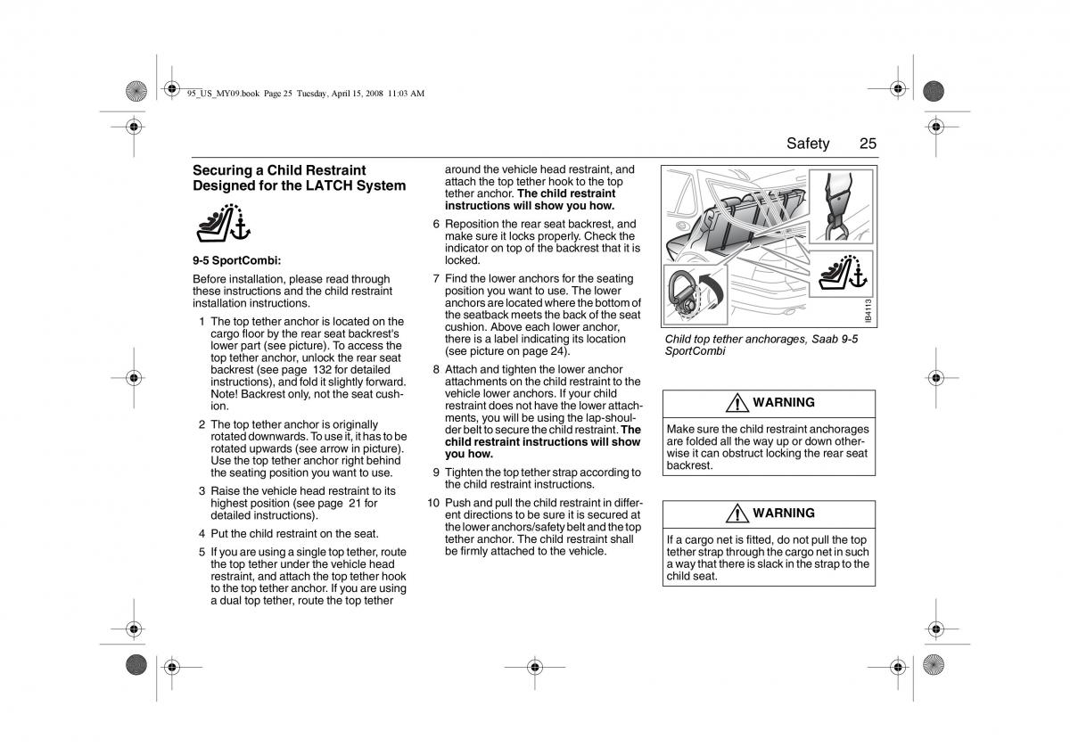 Saab 9 5 FL I 1 owners manual / page 25