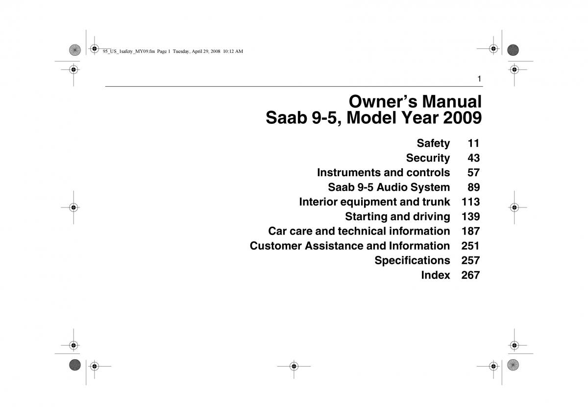 manual  Saab 9 5 FL I 1 owners manual / page 1