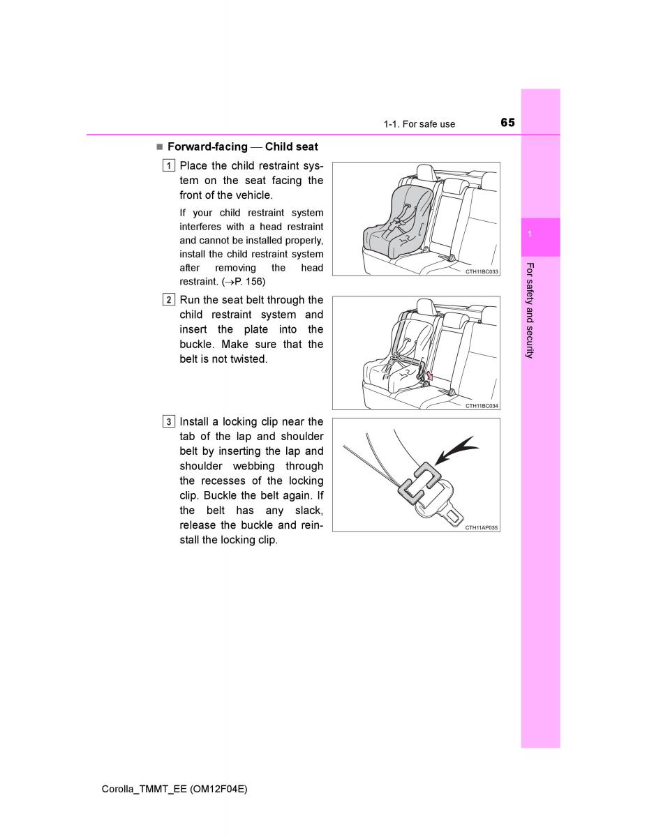 Toyota Corolla XI 11 E160 owners manual / page 65