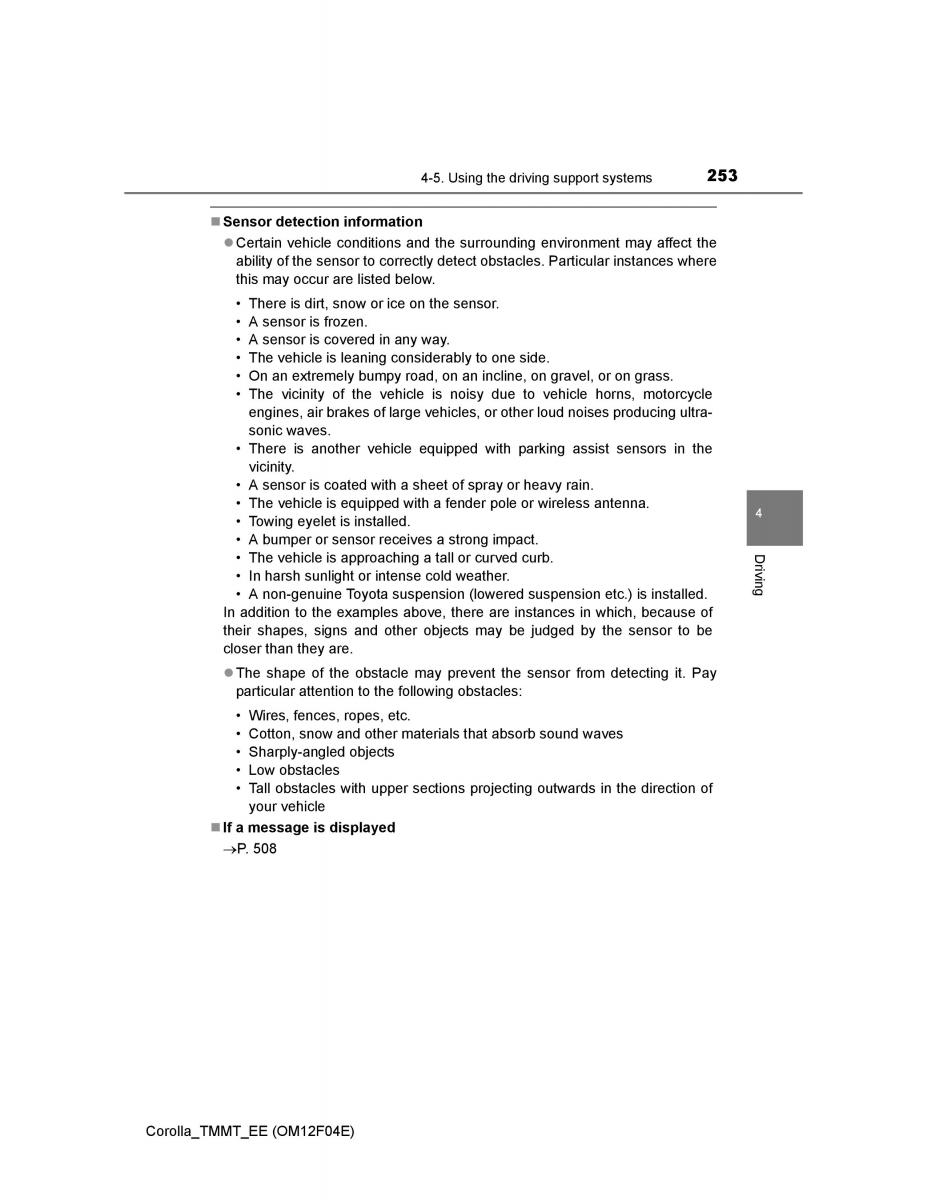 Toyota Corolla XI 11 E160 owners manual / page 253