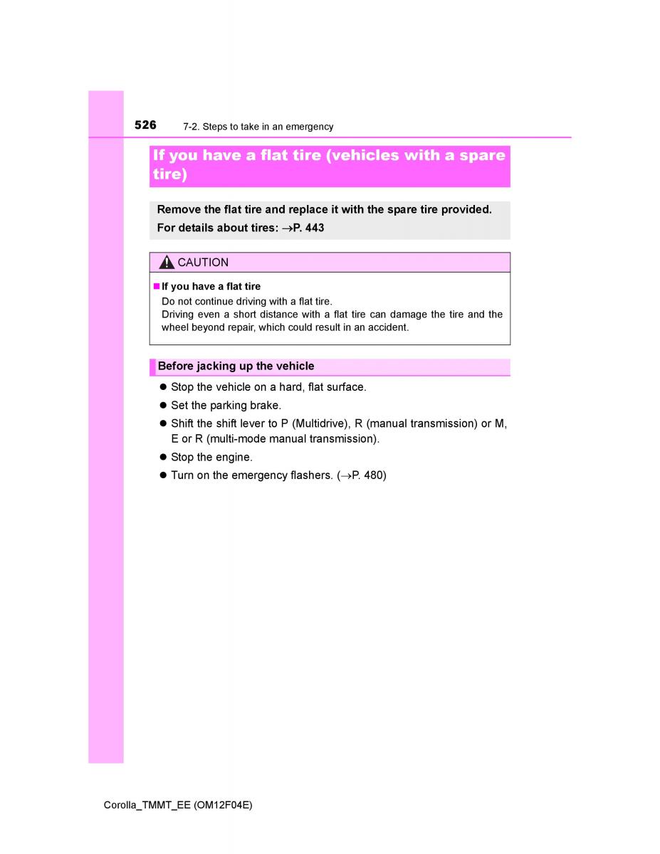 Toyota Corolla XI 11 E160 owners manual / page 526