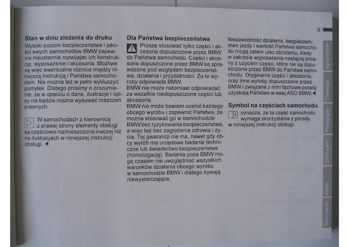 BMW E46 instrukcja obslugi / page 9