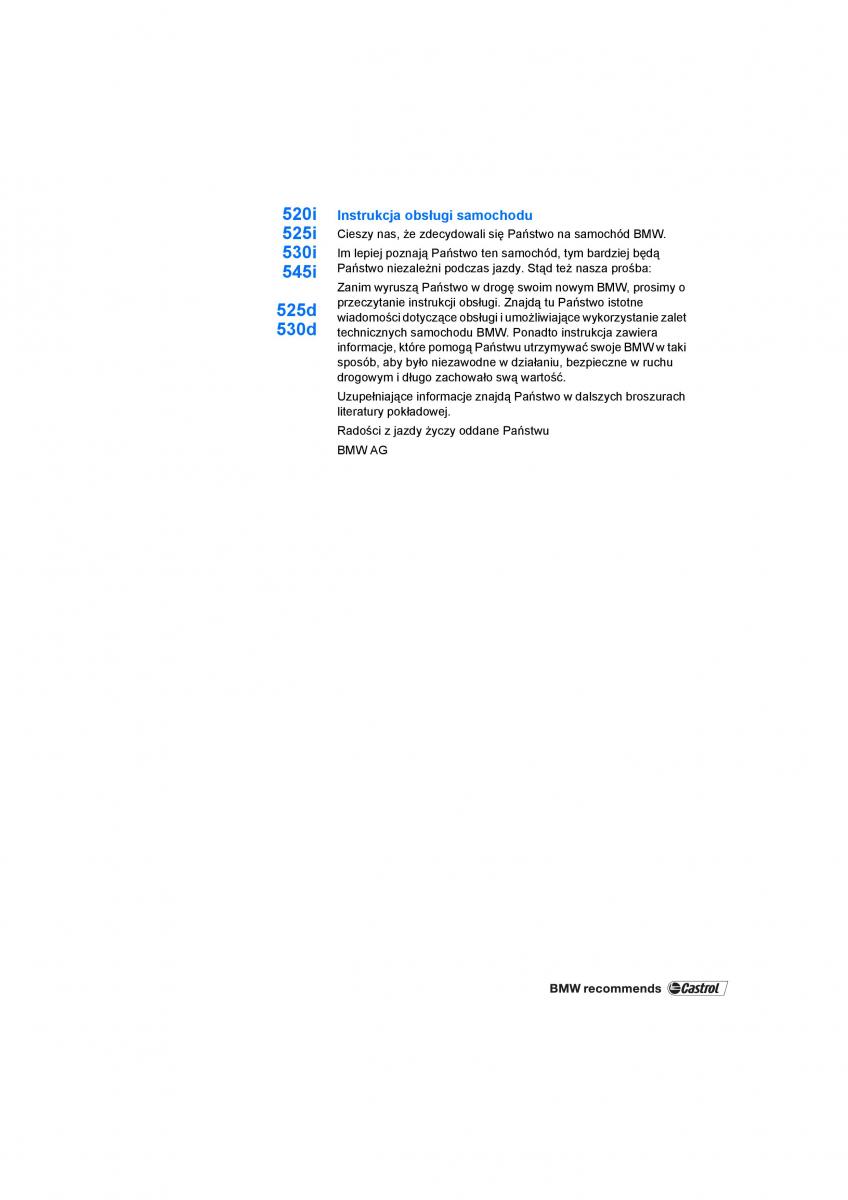 BMW 5 E60 instrukcja obslugi / page 3