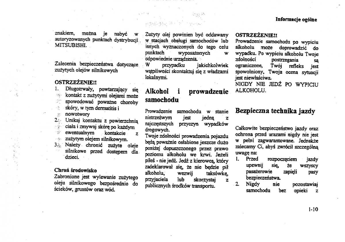 manual  Mitsubishi Galant VIII 8 instrukcja / page 11