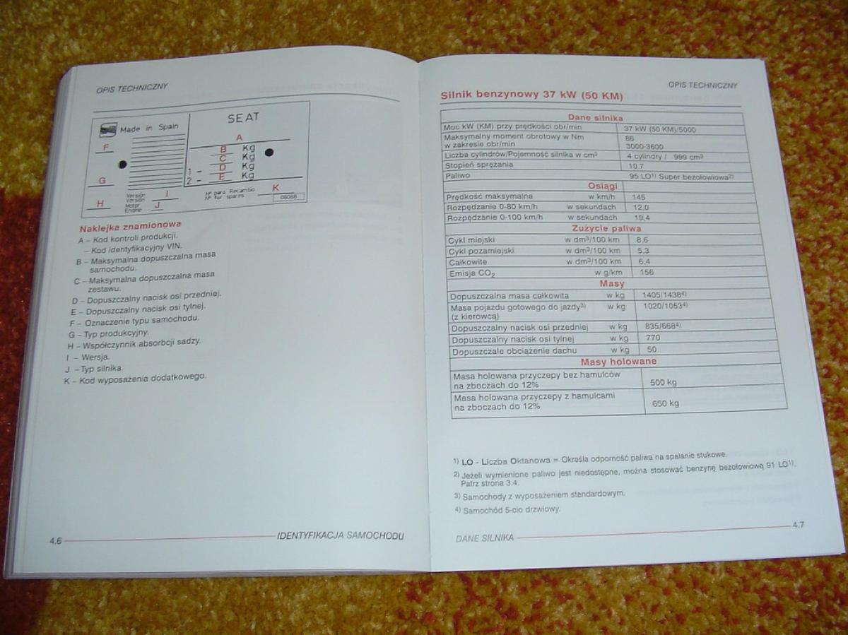Seat Ibiza II 2 FL instrukcja obslugi / page 129