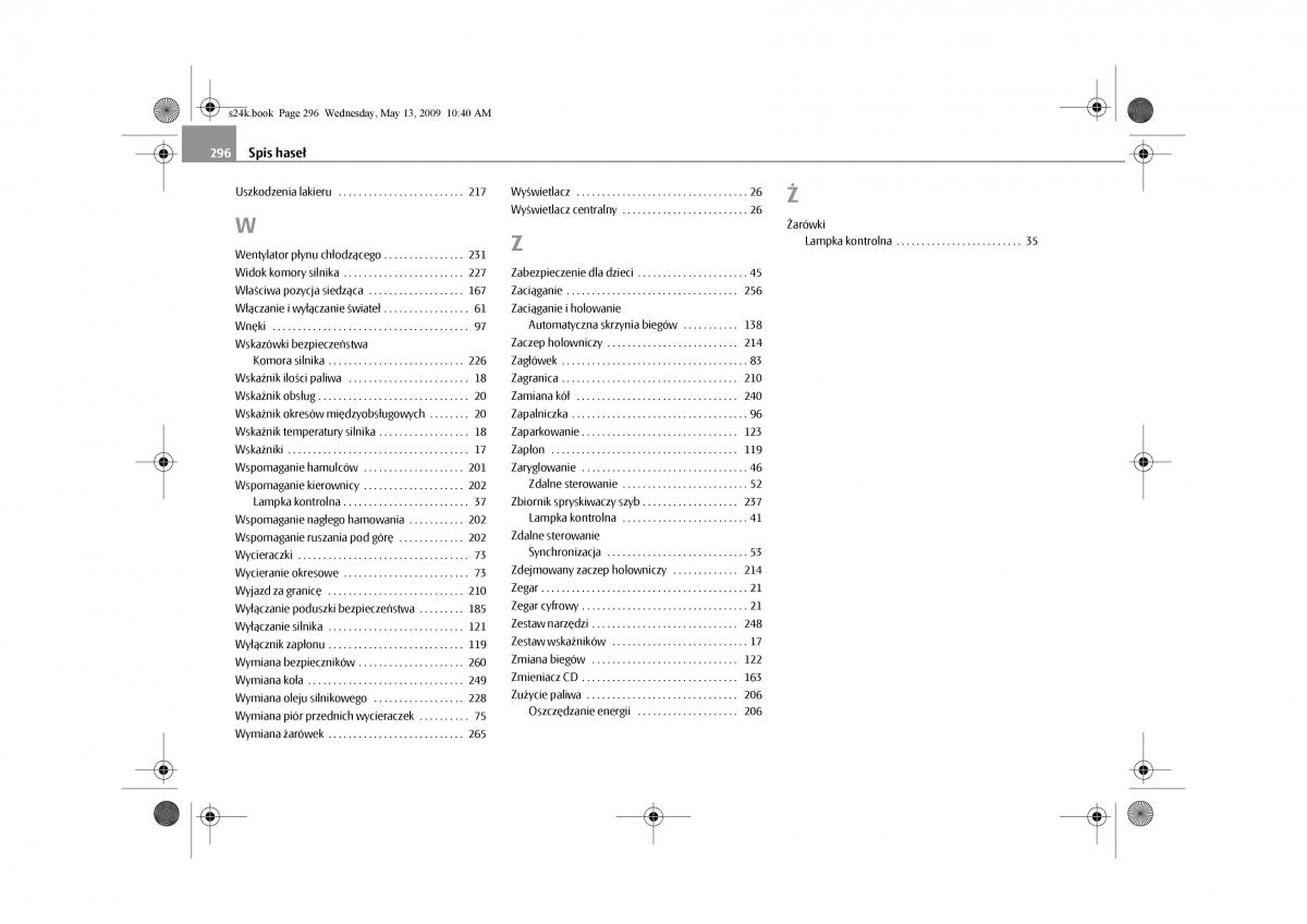 Skoda Superb II 2 instrukcja obslugi / page 296