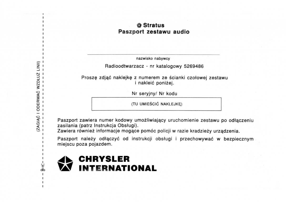 manual  Dodge Stratus I 1 instrukcja / page 105