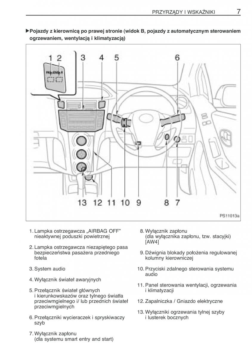Toyota Yaris II 2 instrukcja obslugi page 18 pdf