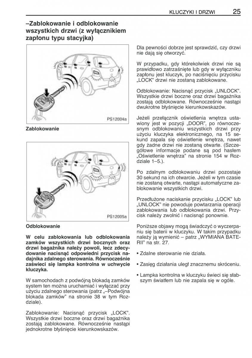 Toyota Yaris II 2 instrukcja obslugi page 36 pdf