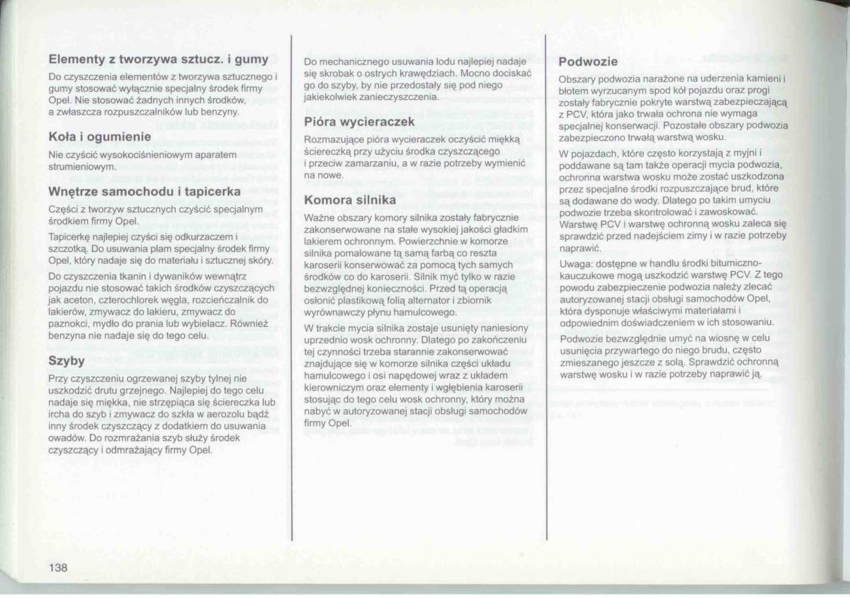 Opel Frontera A Isuzu Wizard Vauxhall Holden instrukcja obslugi / page 140