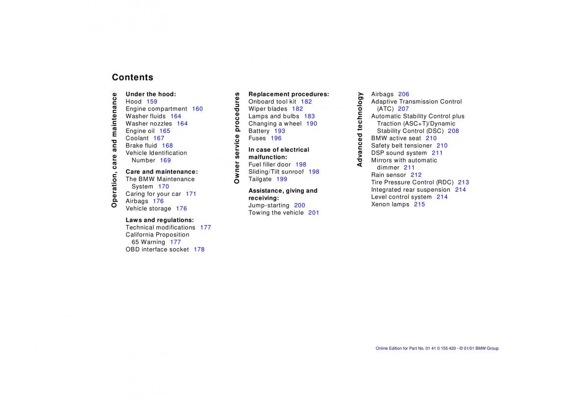 BMW 5 E39 owners manual / page 12