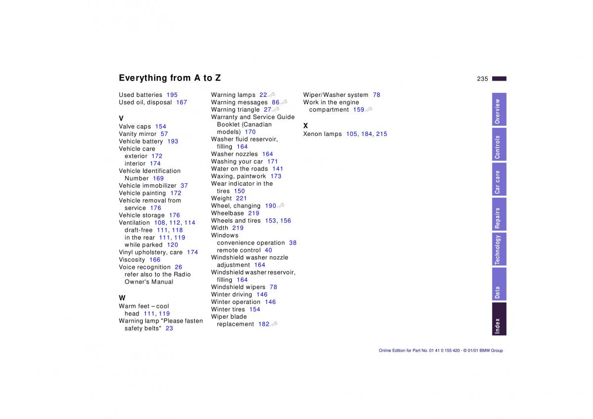 BMW 5 E39 owners manual / page 235