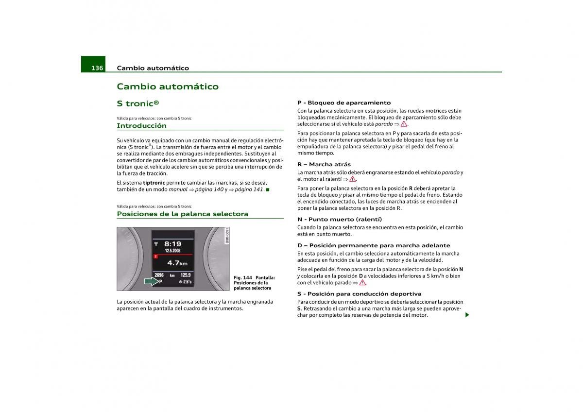 manual Audi Q5 Audi Q5 manual del propietario / page 138