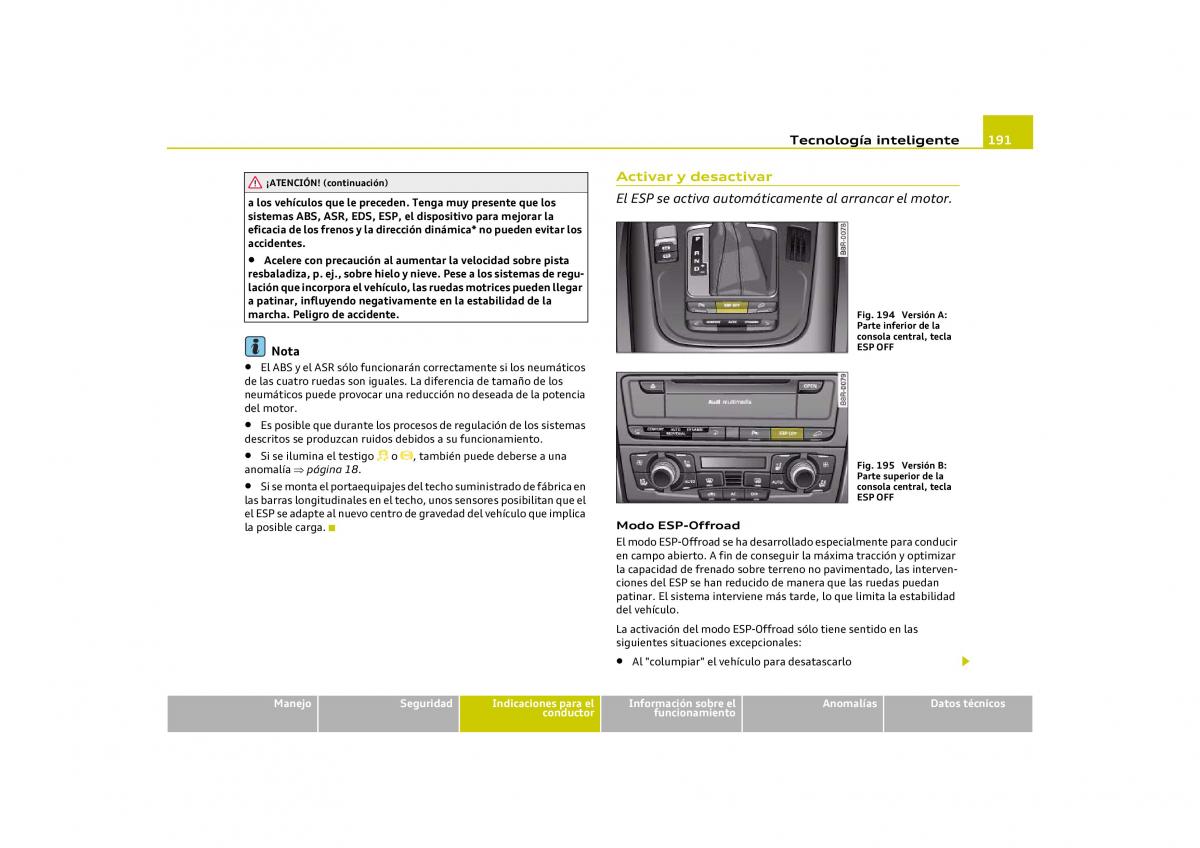manual Audi Q5 Audi Q5 manual del propietario / page 193