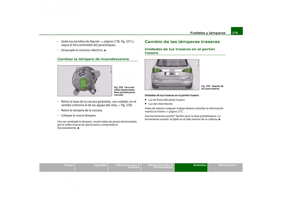 Audi Q5 manual del propietario / page 281