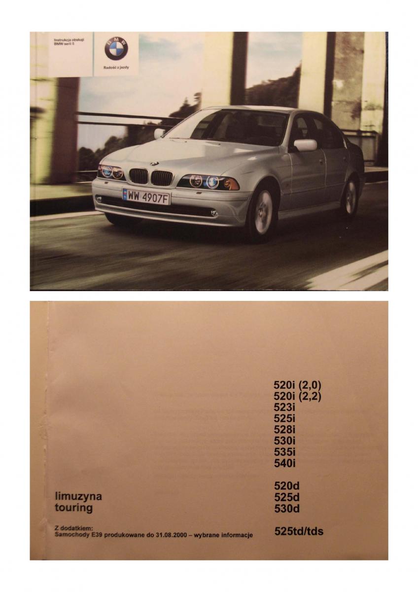BMW 5 E39 instrukcja obslugi / page 1