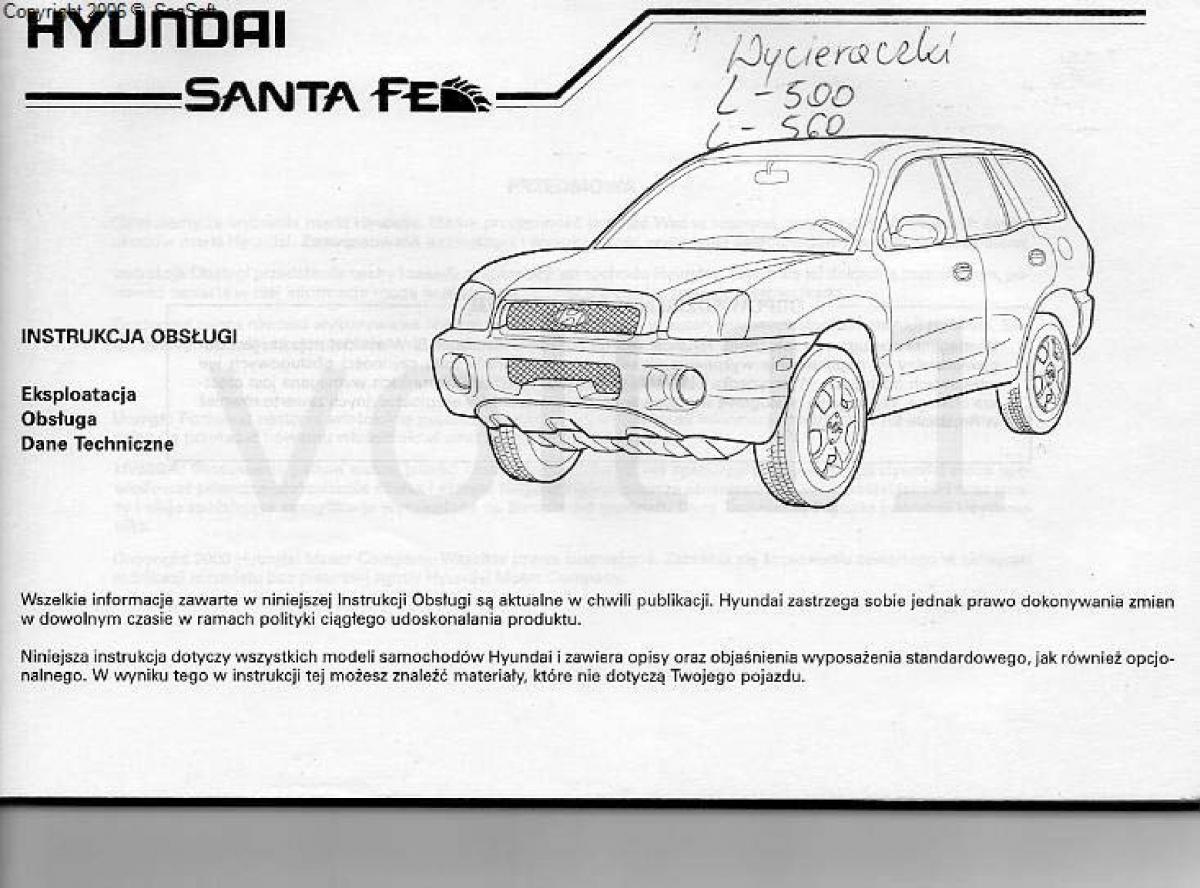 Hyundai Santa Fe I 1 instrukcja obslugi / page 2