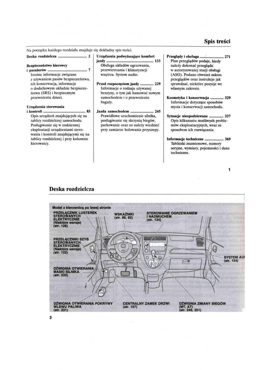 Honda Civic VII 7 instrukcja obslugi / page 3