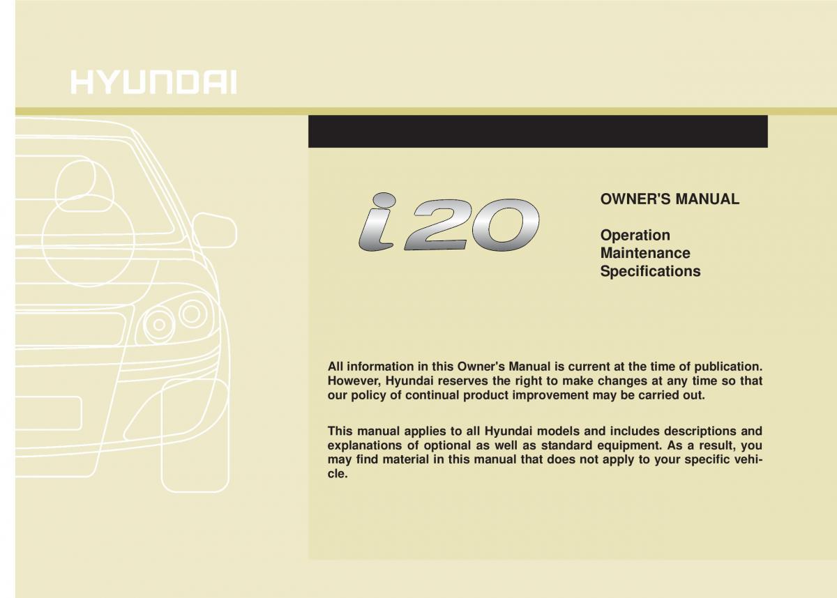 manual  Hyundai i20 I 1 owners manual / page 1