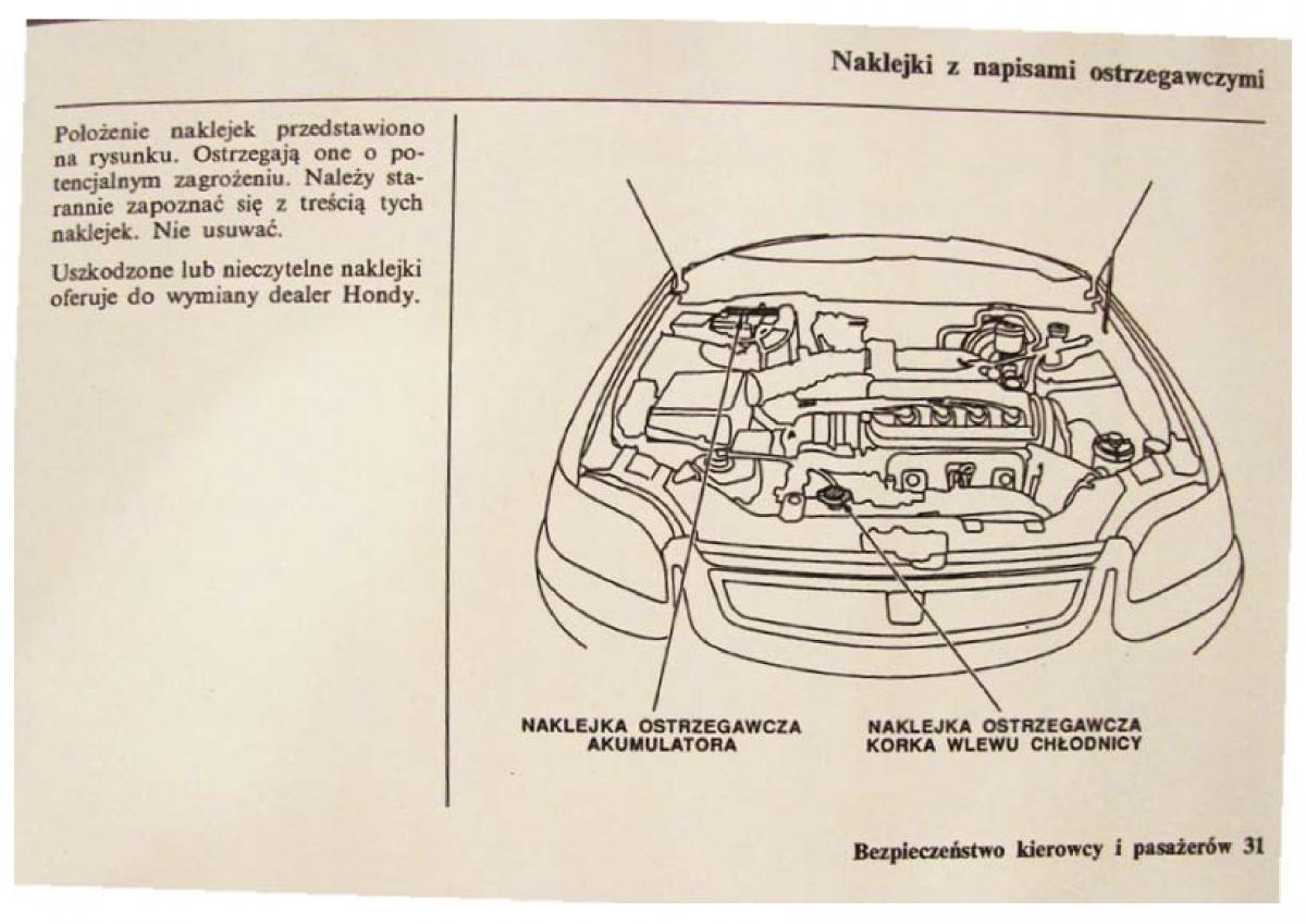 Honda Civic VI 6 instrukcja obslugi / page 31