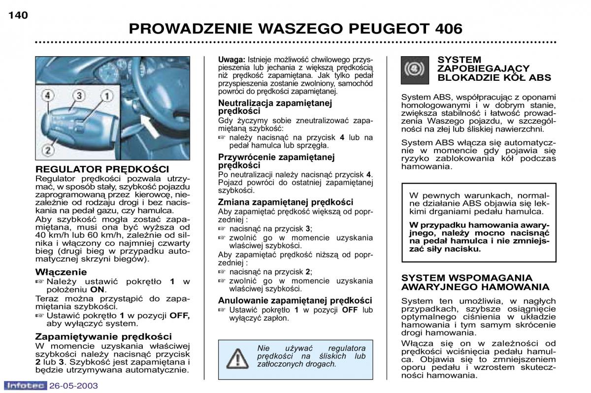 Peugeot 406 instrukcja obslugi / page 138